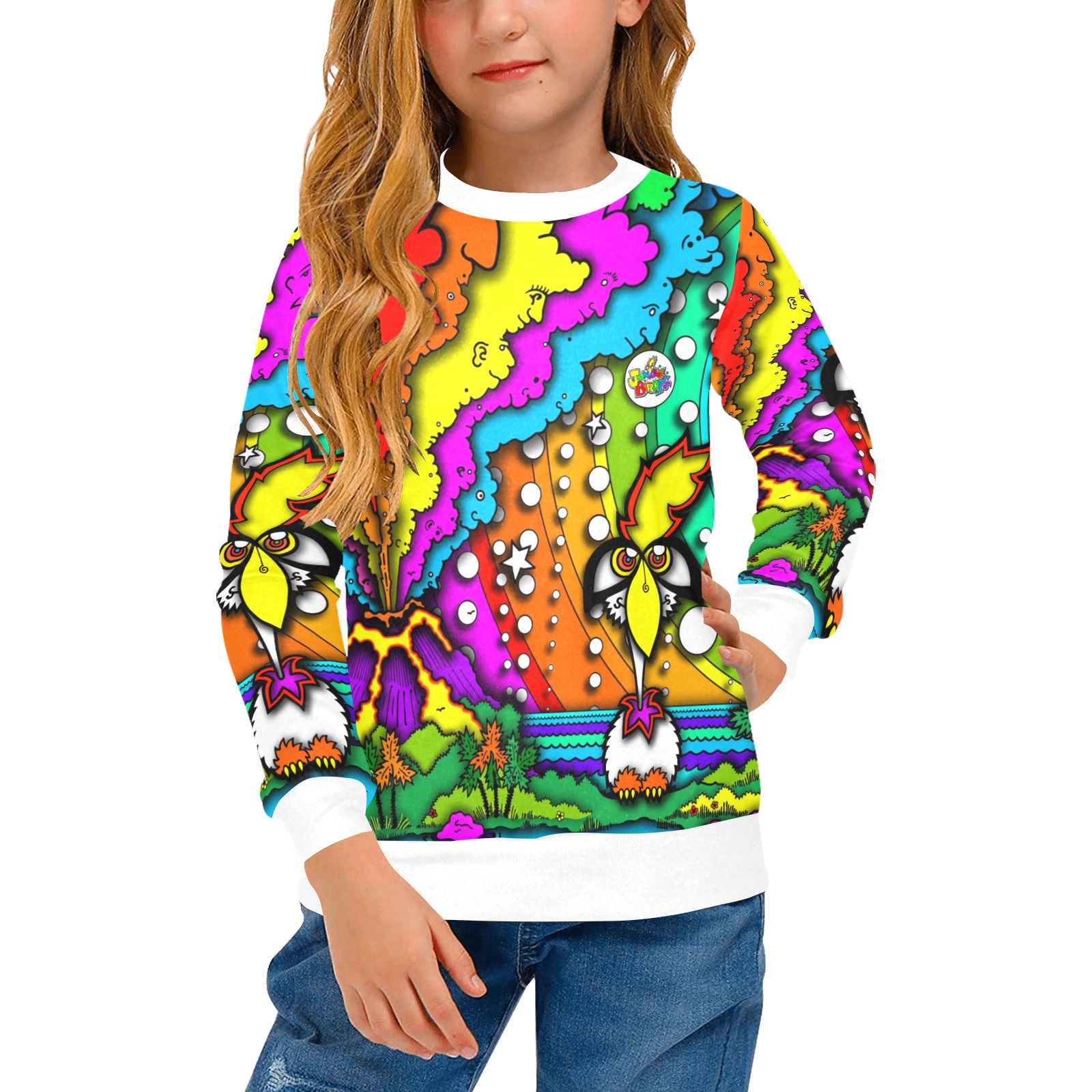 ITEM 22 - SWEATSHIRT - TINY ISLAND Girls' All Over Print Crew Neck Sweater (Model H49)
