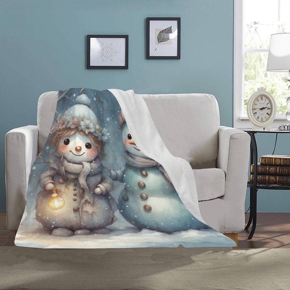 Snowman Couple Ultra-Soft Micro Fleece Blanket 40"x50"