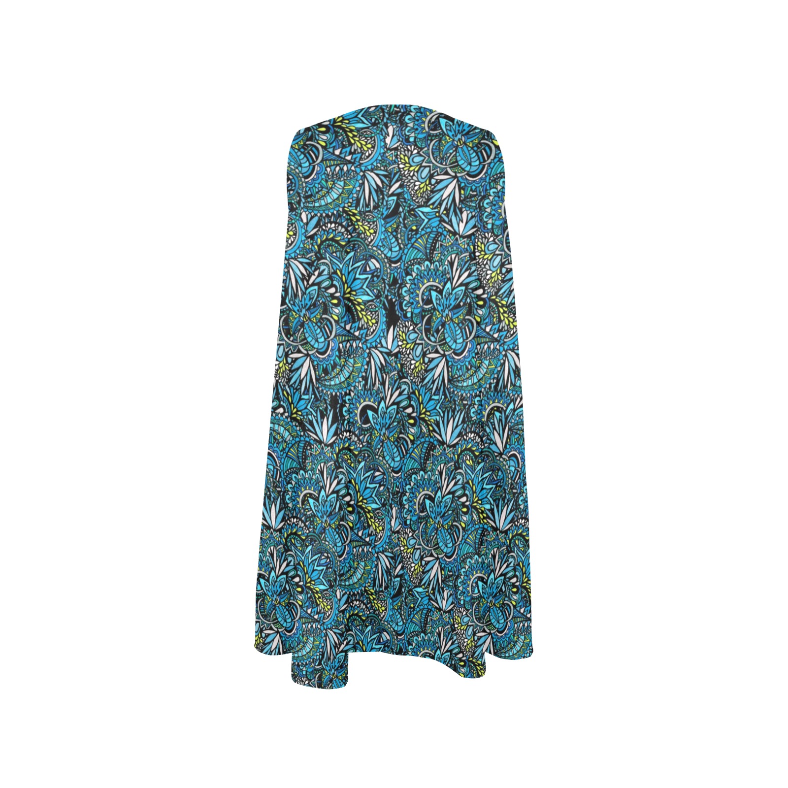 Cerulean Swirls - Small Pattern Sleeveless A-Line Pocket Dress (Model D57)