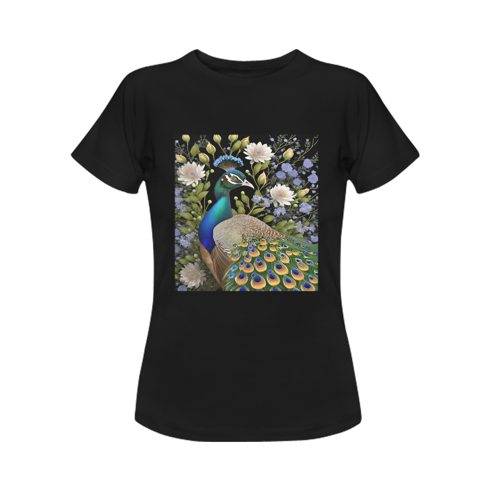 peacock against a black background Women's T-Shirt in USA Size (Front Printing Only)