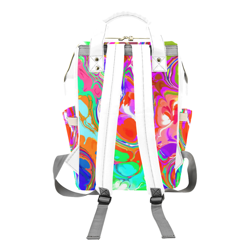 Psychedelic Abstract Marble Artistic Dynamic Paint Art Multi-Function Diaper Backpack/Diaper Bag (Model 1688)