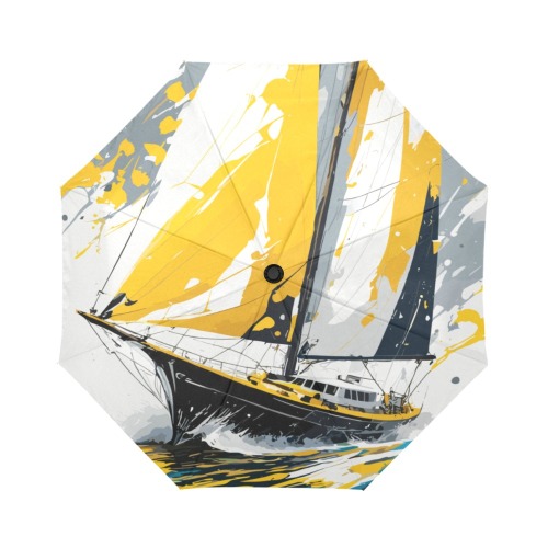 Sail boat at stormy sea. Cool fantasy colorful art Auto-Foldable Umbrella (Model U04)
