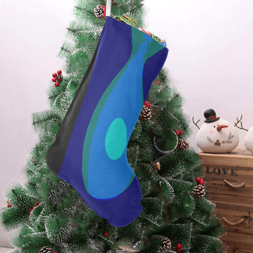 Dimensional Blue Abstract 915 Christmas Stocking (Without Folded Top)