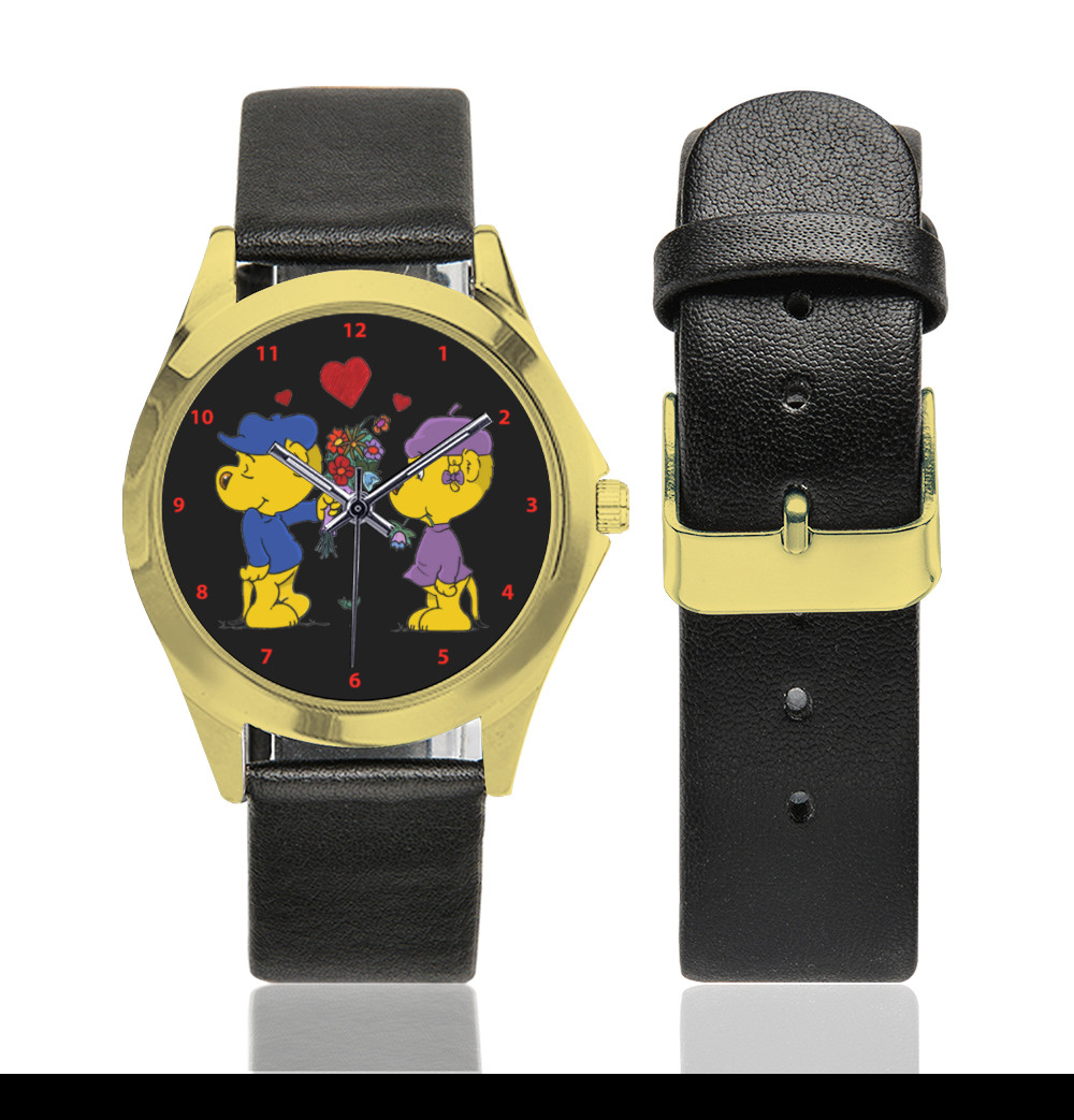Ferald and Sahsha Ferret Unisex Silver-Tone Round Leather Watch (Model 216)
