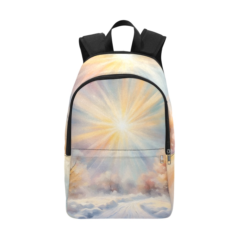 Magical sun is shining over the winter road art Fabric Backpack for Adult (Model 1659)