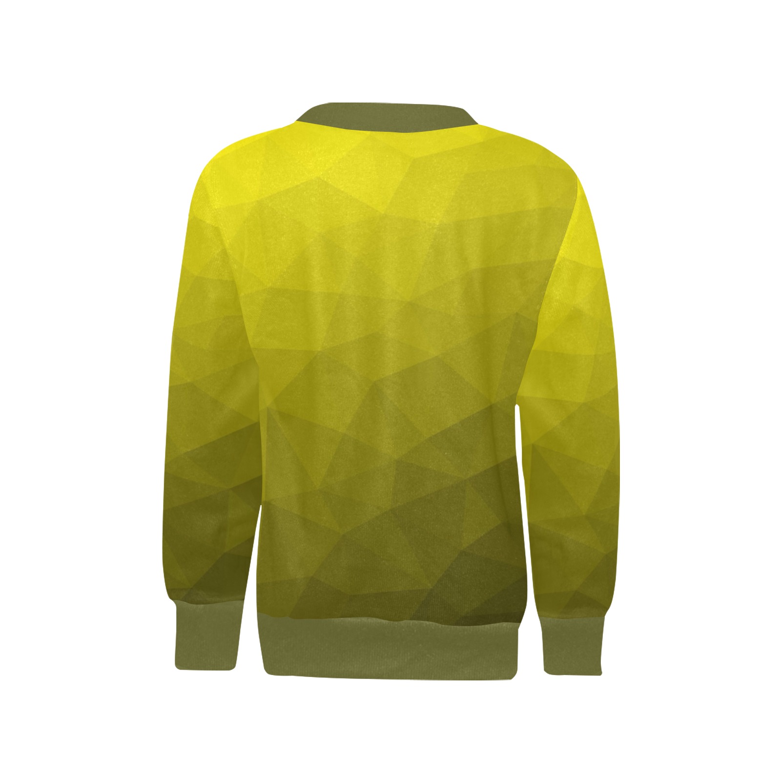 Yellow gradient geometric mesh pattern Girls' All Over Print Crew Neck Sweater (Model H49)