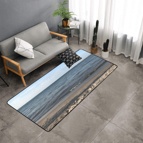 Beach Collection Area Rug with Black Binding  7'x3'3''