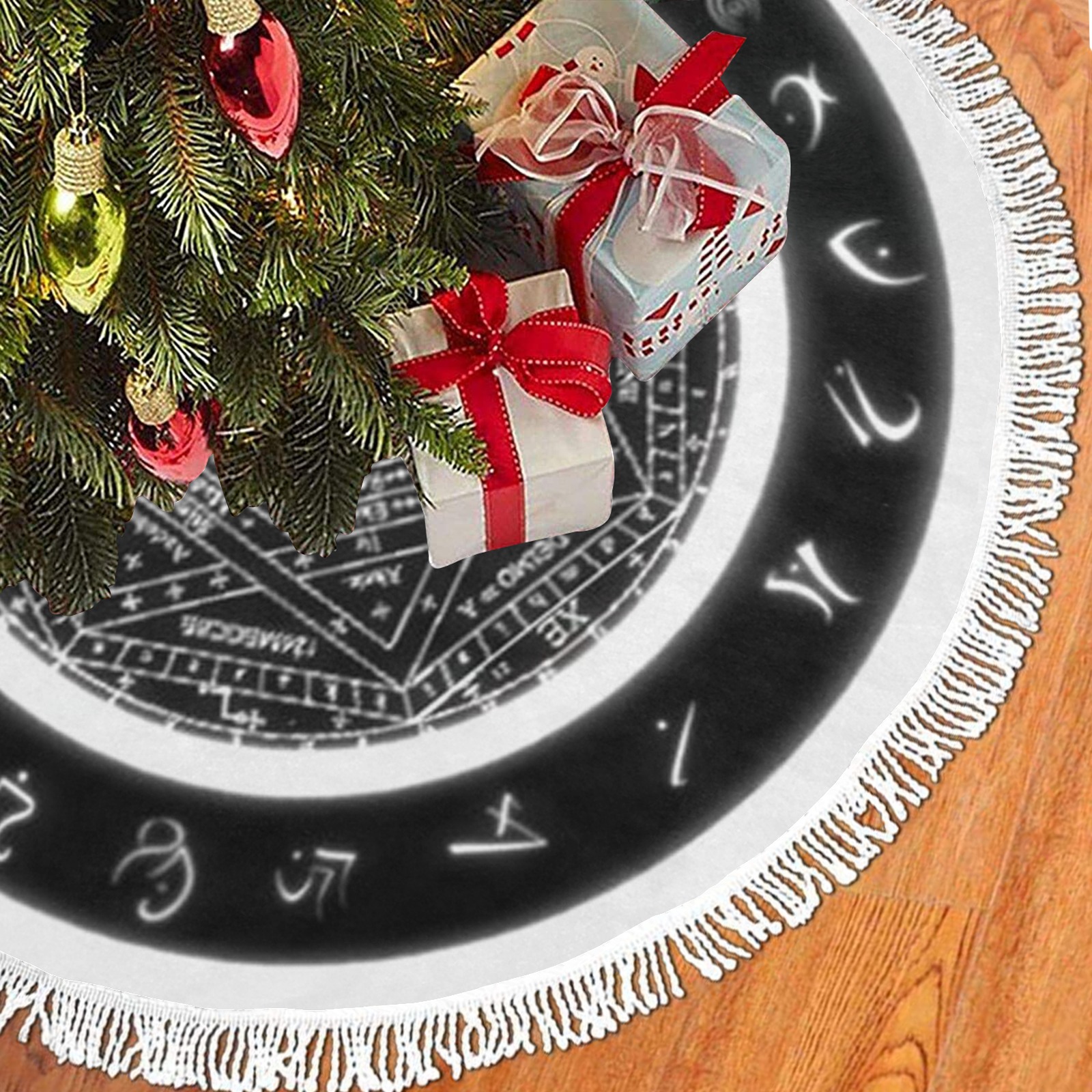 Witchcraft Circle Tree Thick Fringe Christmas Tree Skirt 60"x60"