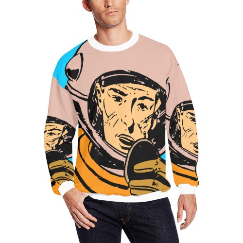 astronaut All Over Print Crewneck Sweatshirt for Men (Model H18)
