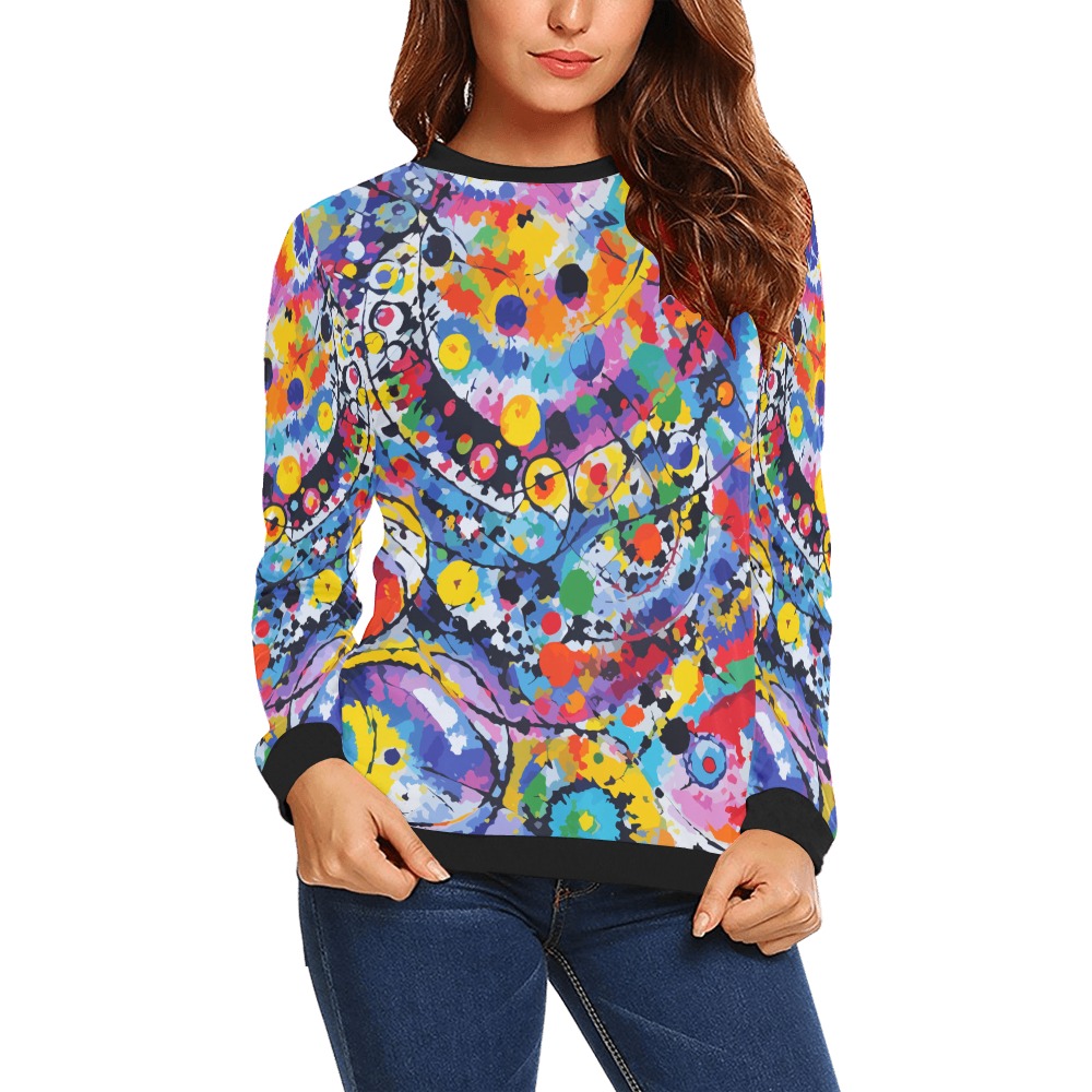 Abstract art on a theme of a tie-dye pattern. All Over Print Crewneck Sweatshirt for Women (Model H18)