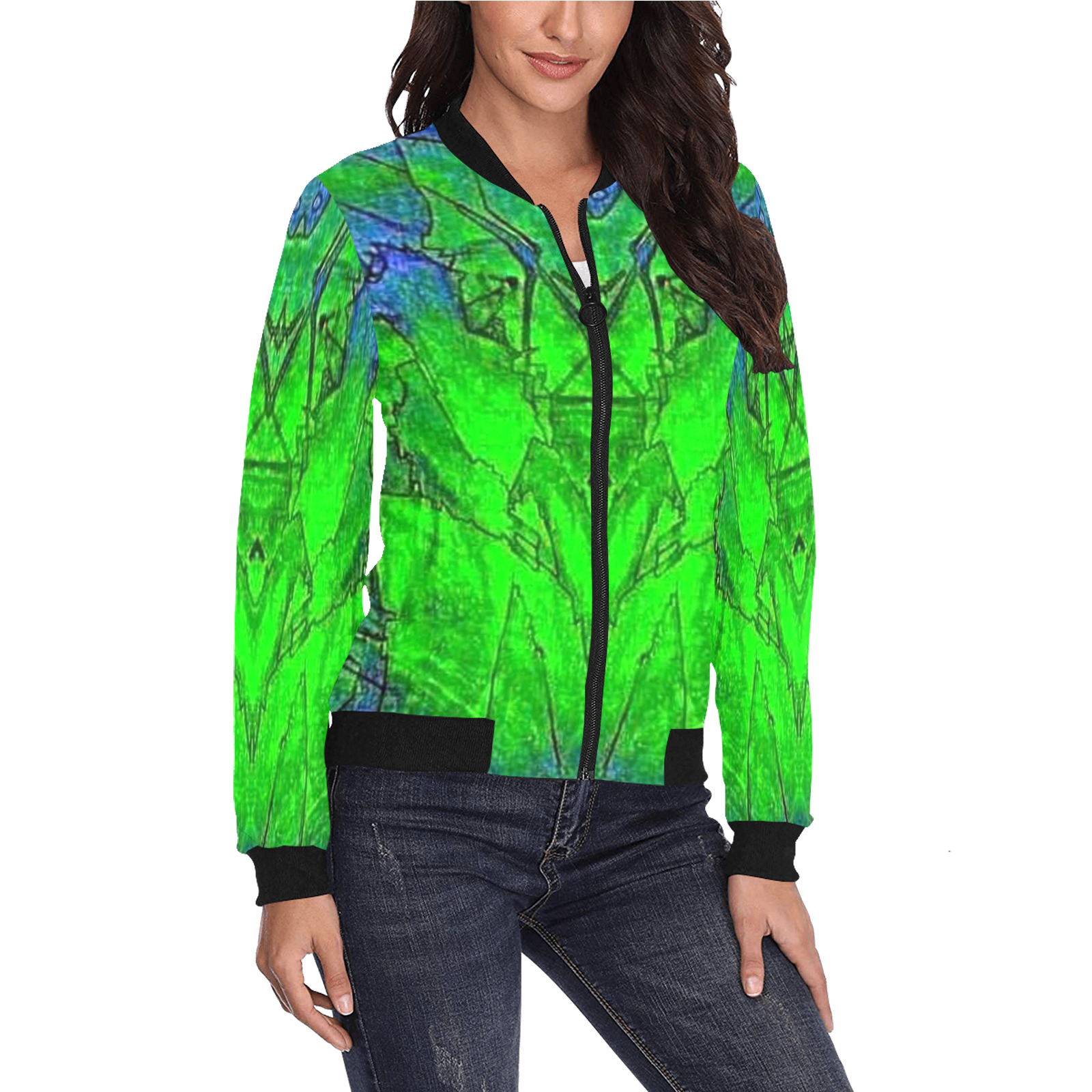 topdom22hhjhjhj54 All Over Print Bomber Jacket for Women (Model H36)