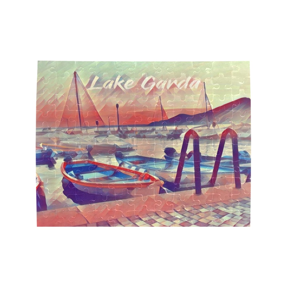 Boats on Lake Garda, Italy. Rectangle Jigsaw Puzzle (Set of 110 Pieces)