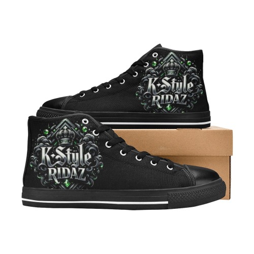 K Style Ridaz - Black Women's Classic High Top Canvas Shoes (Model 017)