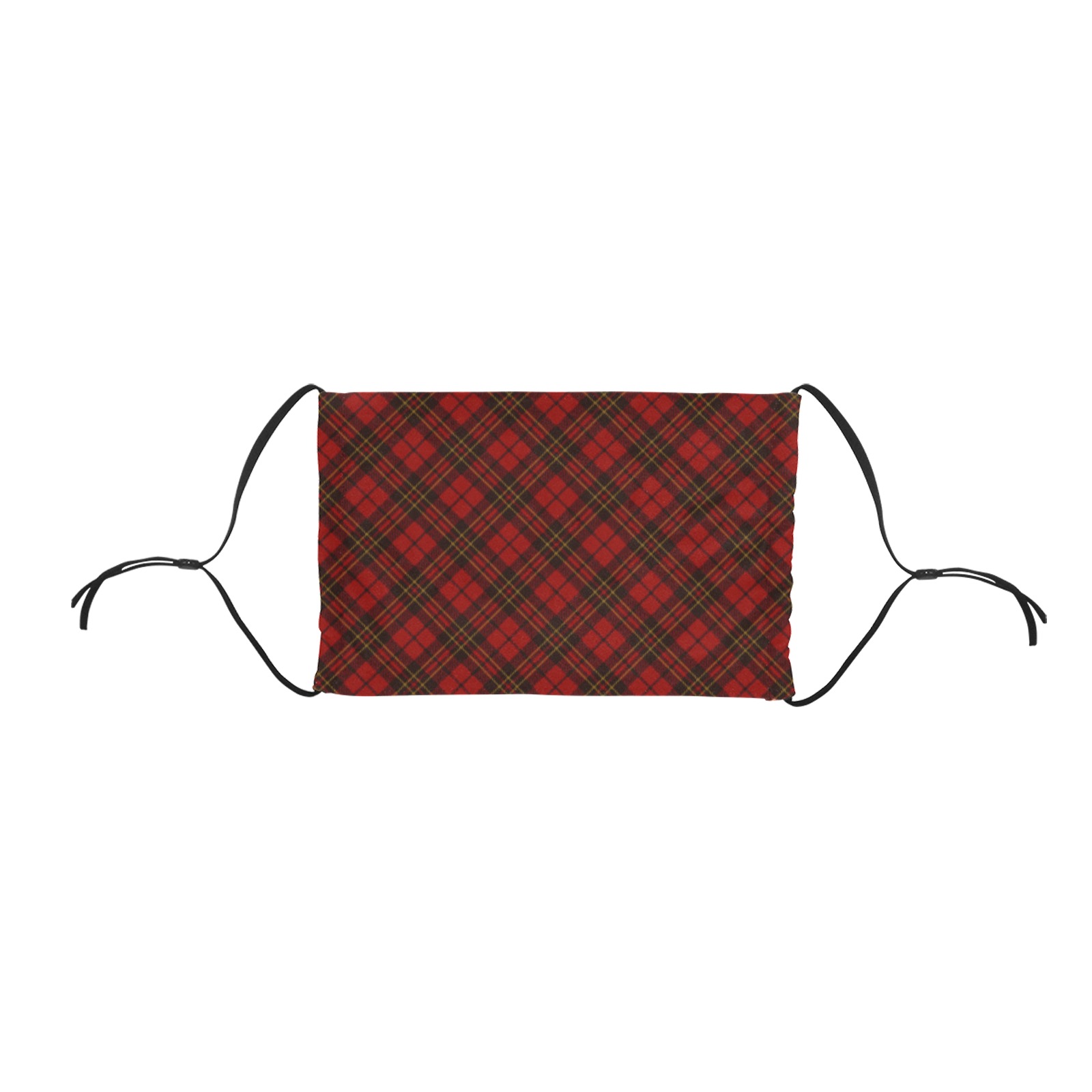 Red tartan plaid winter Christmas pattern holidays Flat Mouth Mask with Drawstring