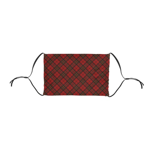Red tartan plaid winter Christmas pattern holidays Flat Mouth Mask with Drawstring