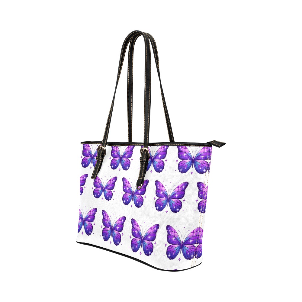Lupus Awareness Butterfly Tote Leather Tote Bag/Large (Model 1651)