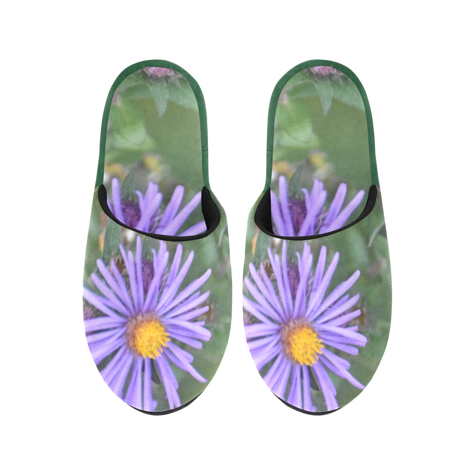 purple flowers Women's Cotton Slippers (Model 0601)