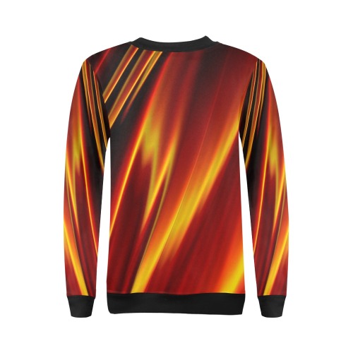 Orange and Red Flames Fractal Abstract All Over Print Crewneck Sweatshirt for Women (Model H18)