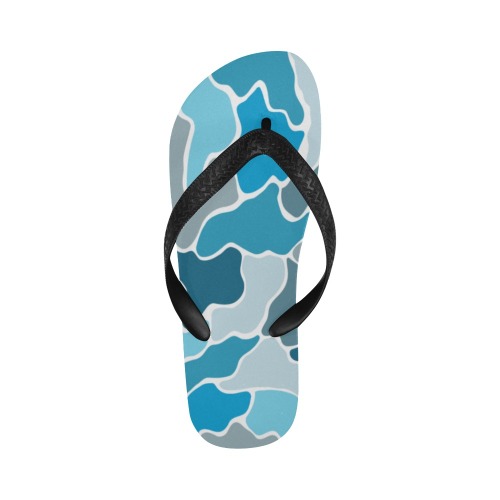 Blue camouflaged military flip-flops Flip Flops for Men/Women (Model 040)