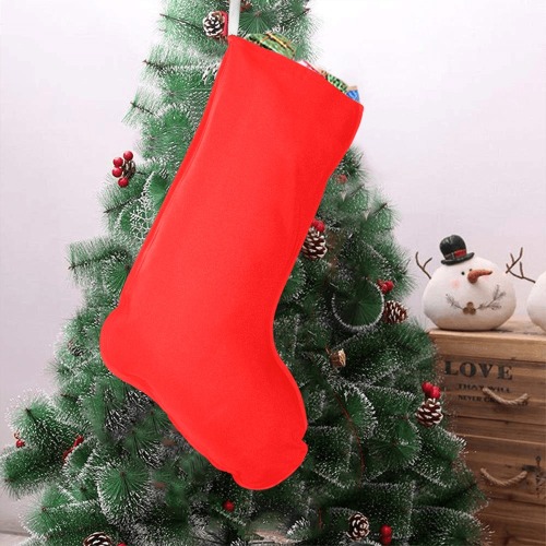 Merry Christmas Red Solid Color Christmas Stocking (Without Folded Top)