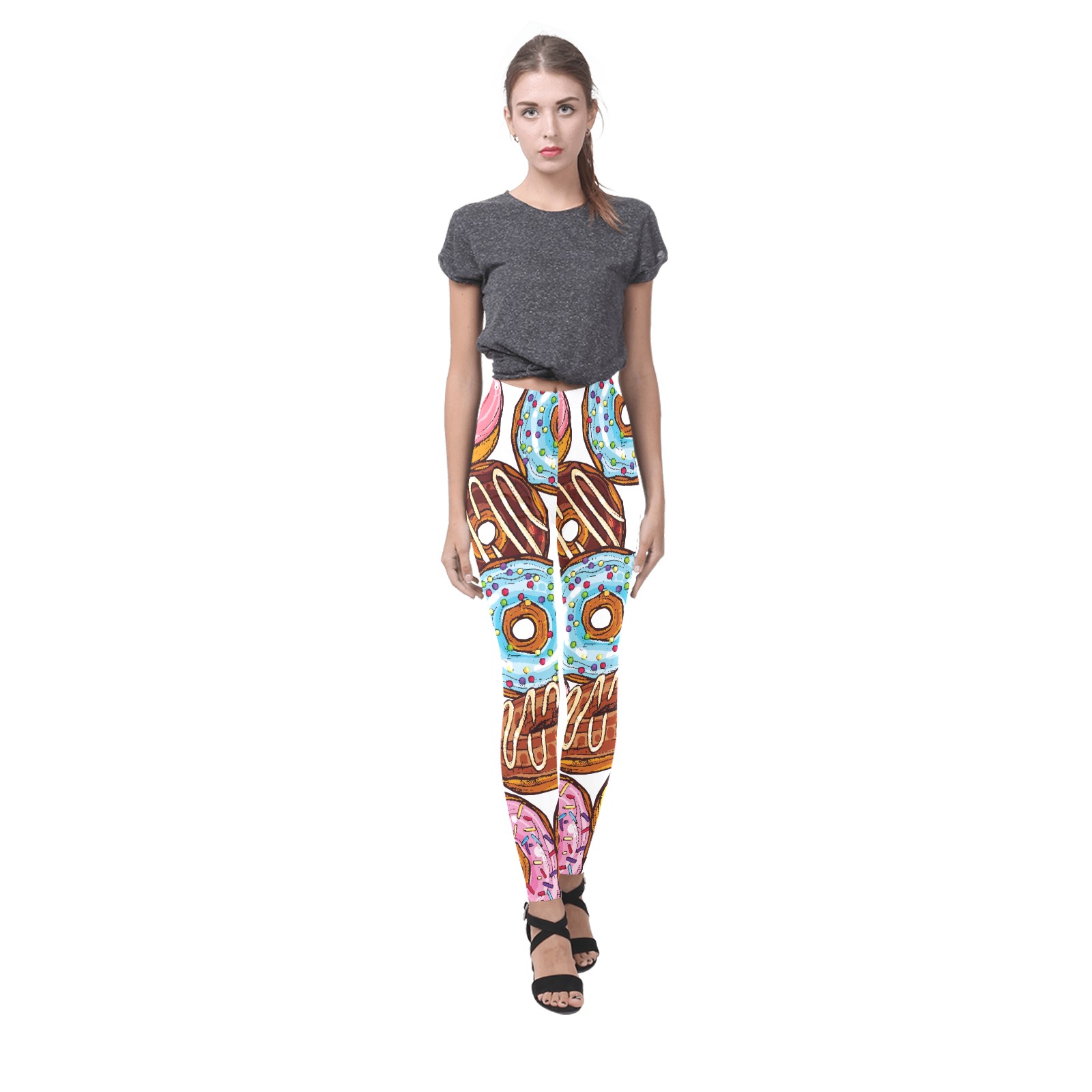 Donuts Hand Drawn Bright Colorful Seamless Pattern legging Cassandra Women's Leggings (Model L01)