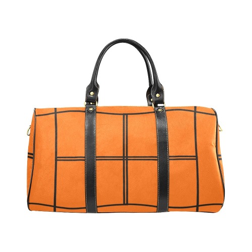 Black Interlocking Squares funhouse orange New Waterproof Travel Bag/Large (Model 1639)