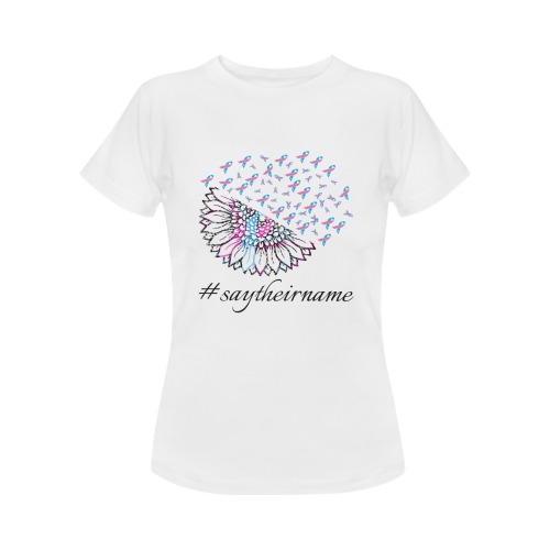 Blooming Flower Say Their Name Women's White Women's T-Shirt in USA Size (Two Sides Printing)