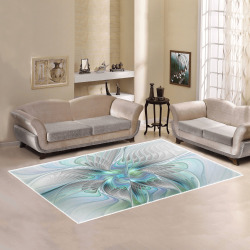Abstract Blue Green Butterfly Fantasy Fractal Art Area Rug7'x5'