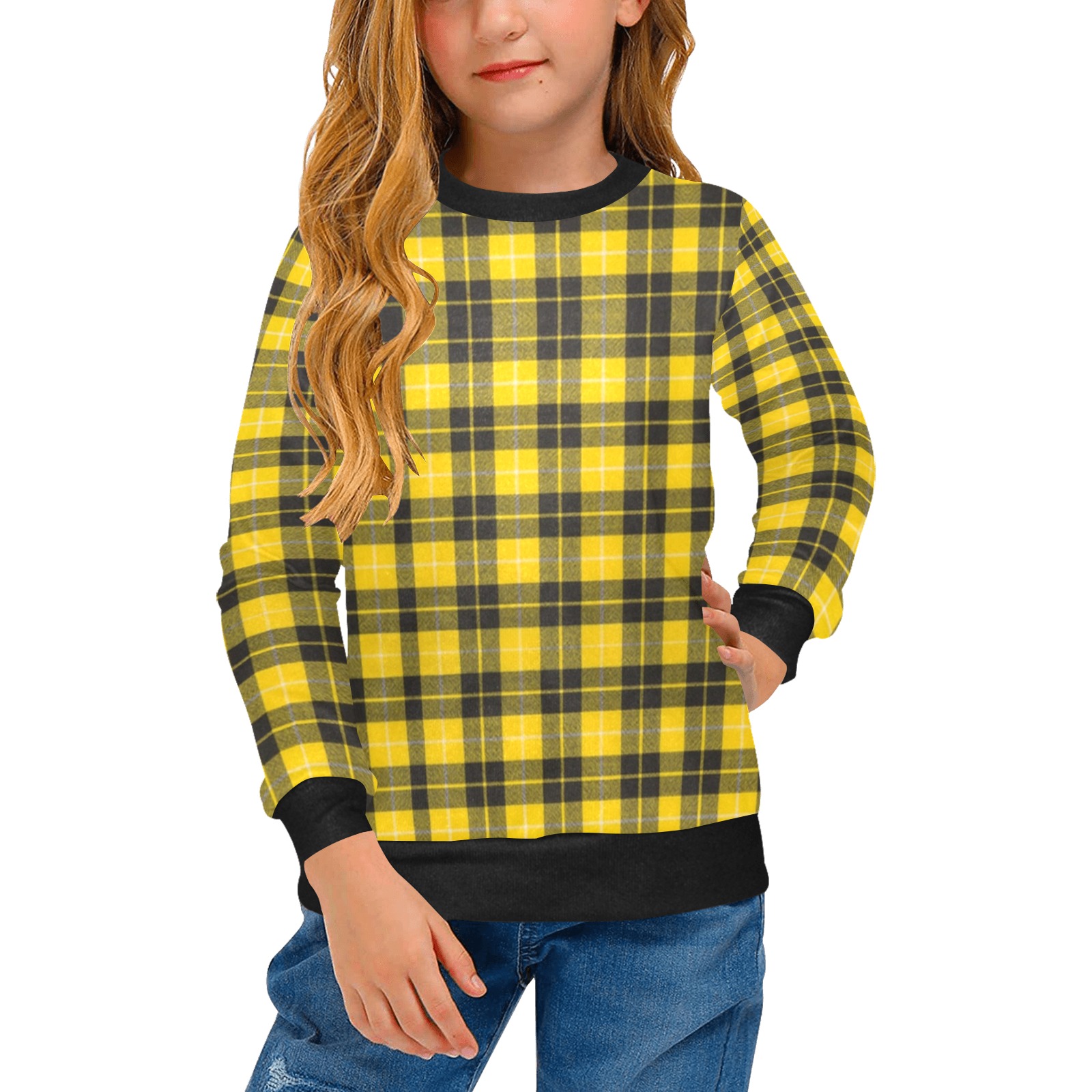 Barclay Dress Modern Girls' All Over Print Crew Neck Sweater (Model H49)
