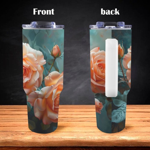 Floral Style 3 40oz Tumbler with White Handle