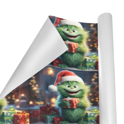 Happy Green Cat Christmas Gift Wrapping Paper 58"x 23" (2 Rolls)