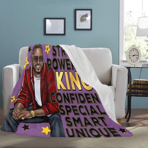 Strong_Powerful_King_Black_Man (1) Purple Ultra-Soft Micro Fleece Blanket 70''x80''