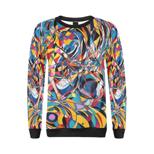 Geometrical whirlpool. Colorful abstract art. All Over Print Crewneck Sweatshirt for Women (Model H18)
