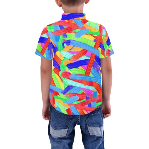 Colorful Finger Painting Boys' All Over Print Short Sleeve Shirt (Model T59)