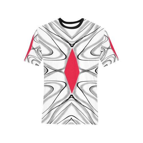 red center Men's All Over Print T-Shirt (Solid Color Neck) (Model T63)