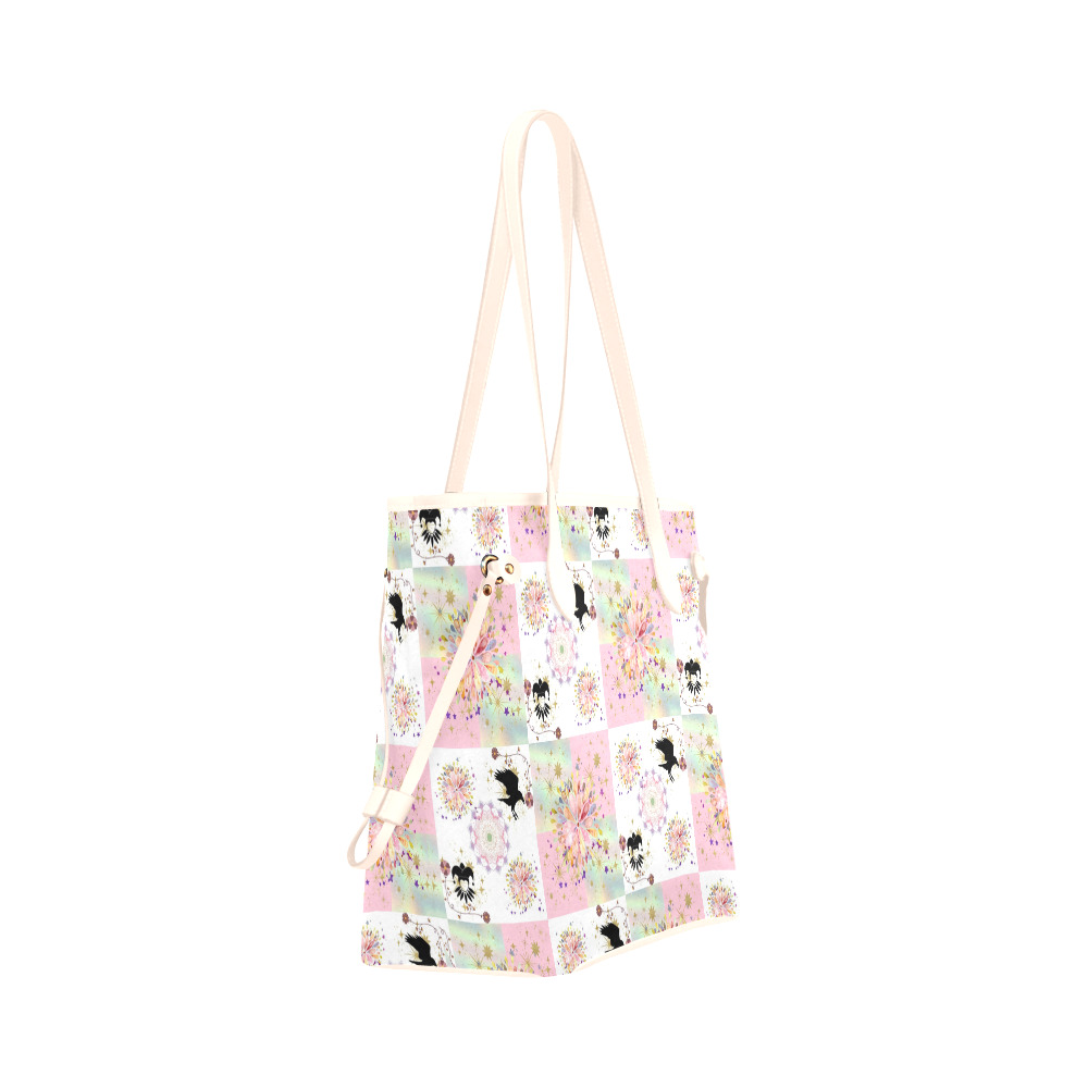 Secret Garden With Harlequin and Crow Patch Artwork Clover Canvas Tote Bag (Model 1661)