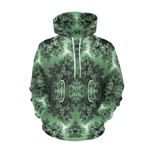 Deep in the Forest Frost Fractal All Over Print Hoodie for Women (USA Size) (Model H13)