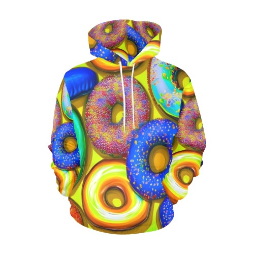 Colorful Donuts Yellow All Over Print Hoodie for Men (USA Size) (Model H13)