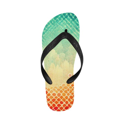 Sand Sea Abstract Flip Flops in summery colors beach thongs shower shoes Flip Flops for Men/Women (Model 040)