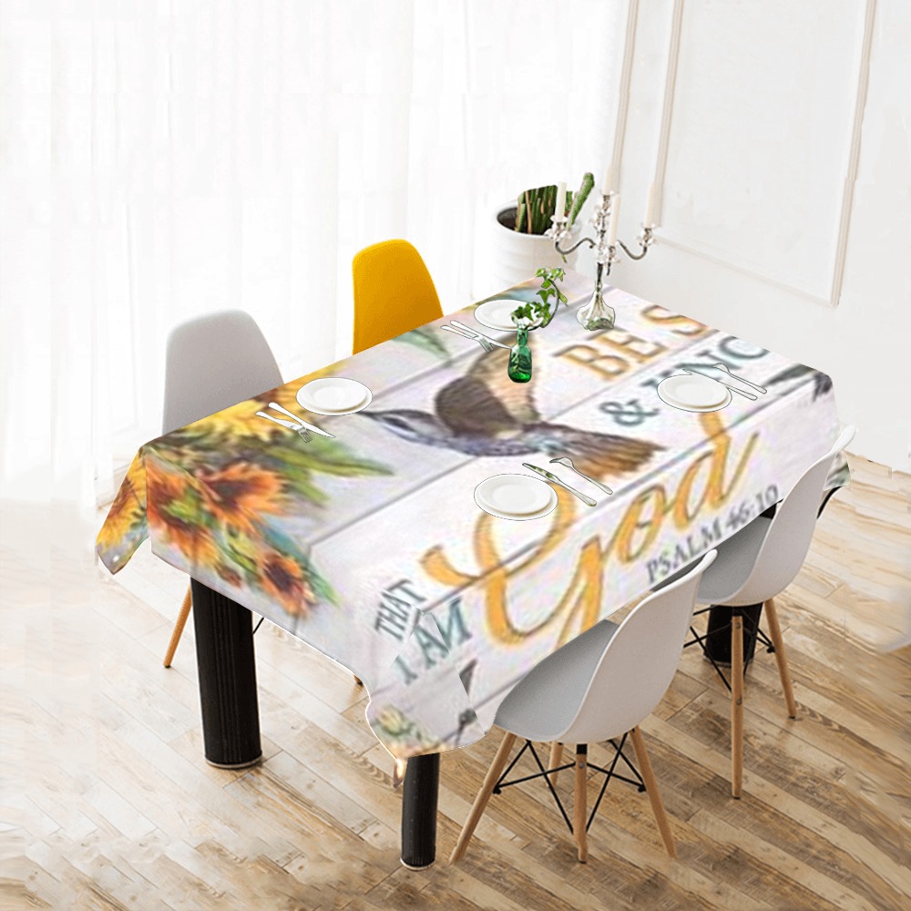 be still and know I am God Cotton Linen Tablecloth 52"x 70"