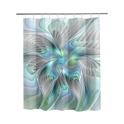 Abstract Blue Green Butterfly Fantasy Fractal Art Shower Curtain 60"x72"