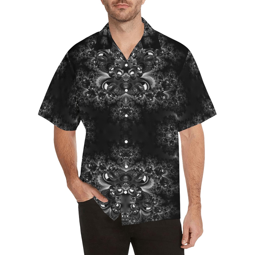 Frost at Midnight Fractal Hawaiian Shirt with Merged Design (Model T58)