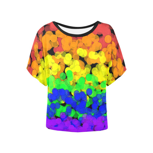 Gay Pride Bokeh Women's Batwing-Sleeved Blouse T shirt (Model T44)