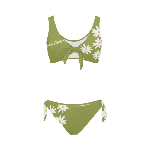 Daisy Woman's Swimwear Green Bow Tie Front Bikini Swimsuit (Model S38)