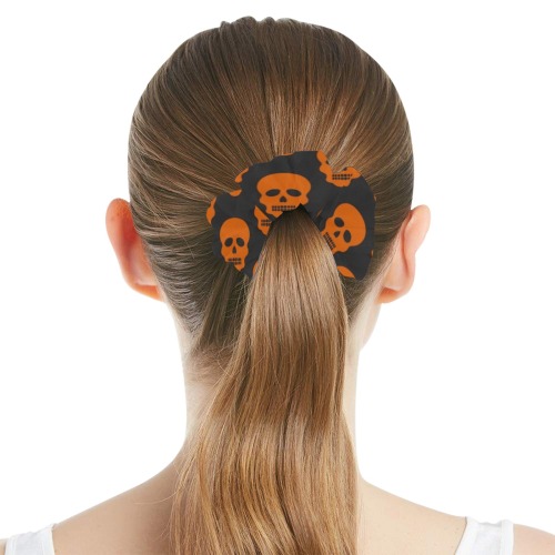 Orange Skulls All Over Print Hair Scrunchie