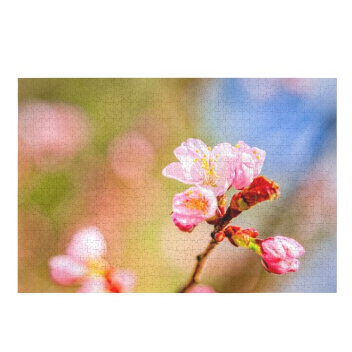 Sakura cherry blossoms. The beauty of spring. 1000-Piece Wooden Jigsaw Puzzle (Horizontal)