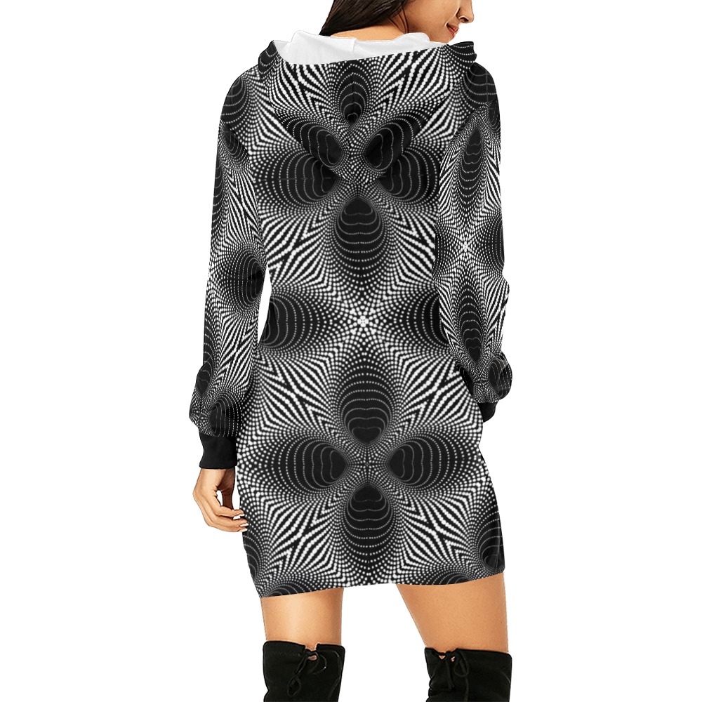 Illusion All Over Print Hoodie Mini Dress (Model H27)