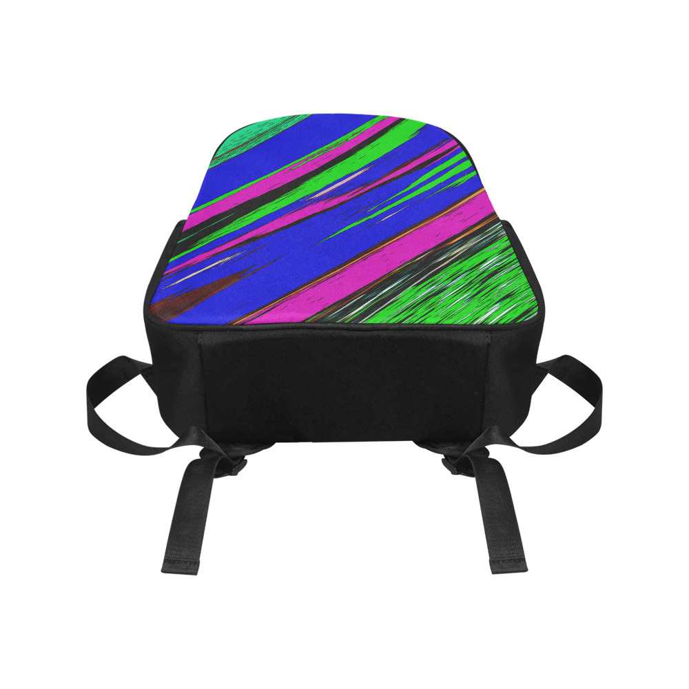 Diagonal Green Blue Purple And Black Abstract Art Multi-Pocket Fabric Backpack (Model 1684)