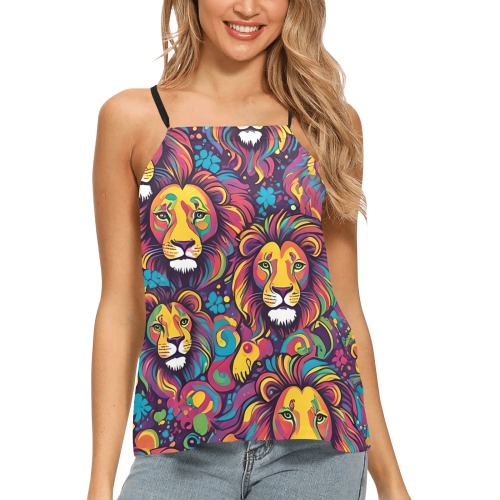 Lion Pattern Loose Fit Halter Neck Top (Model T68)