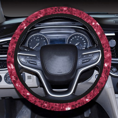 Magenta dark pink red faux sparkles glitter Steering Wheel Cover with Elastic Edge